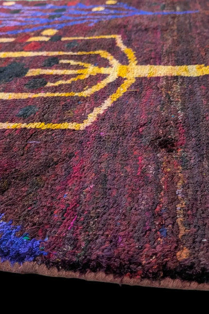 Hand-Knotted Sari Silk Rug - Transform Your Space with Deep Plum Tree of Life Design