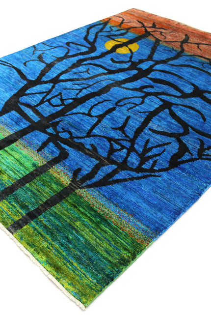 Serengeti Sunset Hand-Knotted Recycled Sari Silk Rug