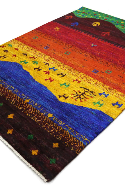Artisan Hand Knotted Recycled Sari Silk Rug Detail