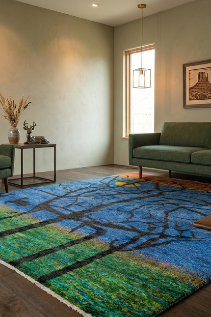 Serengeti Sunset Hand-Knotted Recycled Sari Silk Rug