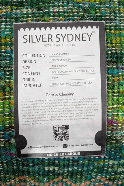 Handmade Recycled Sari Silk Area Rug by Silver Sydney